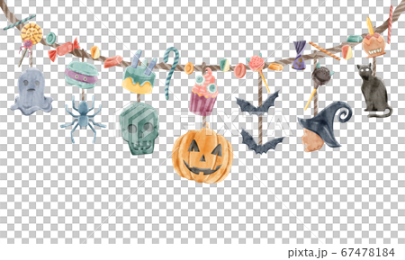 水彩手描きハロウィンデコレーションイラスト 水彩手描きハロウィンデコレーションイラスト 67478184