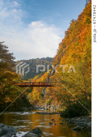 北海道　秋　定山渓　二見吊橋 67478442
