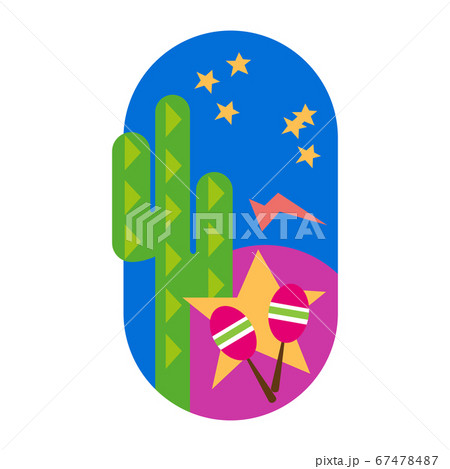 Green cactus Mexico background, vector isolated on 67478487