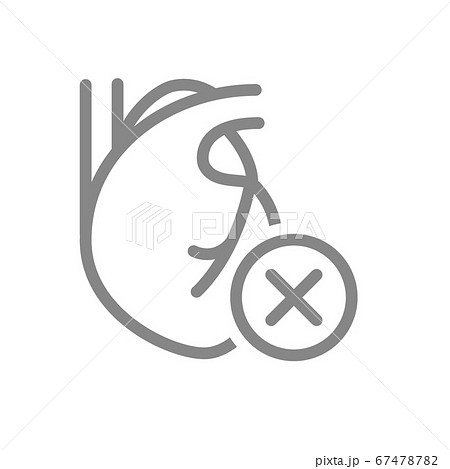 Heart with cross checkmark line icon. Disease internal organ symbol 67478782
