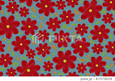 Seamless floral ornament with red flowers on a 67479026