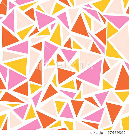 Geometric abstract triangle collage seamless background. Pink orange yellow contemporary repeating 67479362