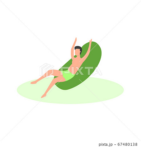 Young Man Sunbathing in the Swimming Pool 67480138