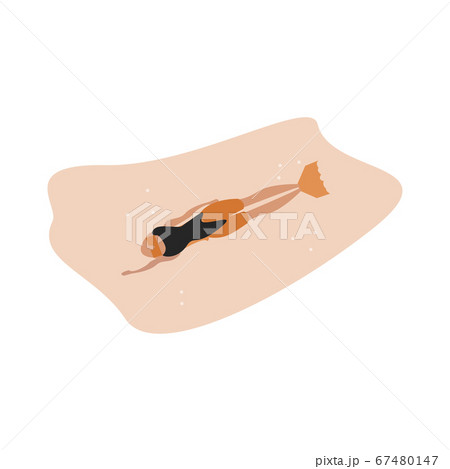 Woman scuba diving under the water 67480147