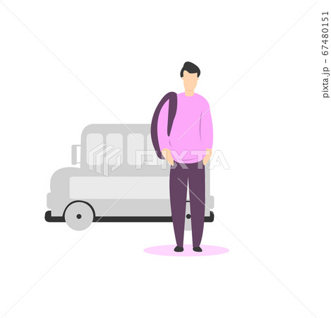 Teenager schoolboy went out of a school bus 67480151