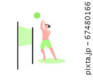 Man in shorts playing beach volleyball 67480166