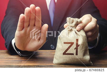 Businessman refuses to give polish zloty money bag. Loan refusal, bad credit history. Asset freeze. Stop financing projects and reforms, crisis financial difficulties. Payment refund. Deception, fraud Businessman refuses to give polish zloty money bag. Loan refusal, bad credit history. Asset freeze. Stop financing projects and reforms, crisis financial difficulties. Payment refund. Deception, fraud 67480825