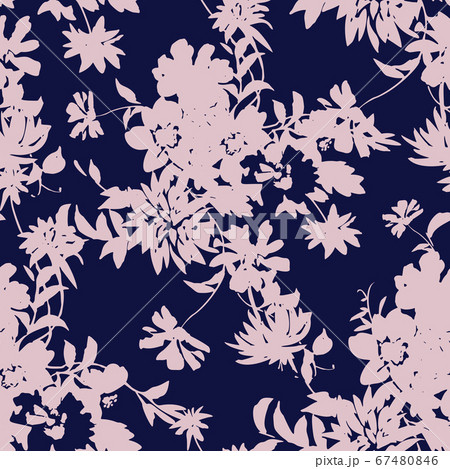 Silhouettes of garden plants and wild flowers bouquets. Vintage style. Summer floral seamless pattern made of greenery and abstract meadow flowers. Florals shadows ornament. Textile and fabric design. Silhouettes of garden plants and wild flowers bouquets. Vintage style. Summer floral seamless pattern made of greenery and abstract meadow flowers. Florals shadows ornament. Textile and fabric design. 67480846