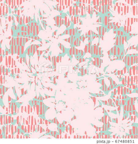 Silhouettes of garden plants and wild flowers bouquets. Vintage style. Summer floral seamless pattern made of abstract meadow flowers mixed with hatched weaving texture. Florals bloom for fabric. Silhouettes of garden plants and wild flowers bouquets. Vintage style. Summer floral seamless pattern made of abstract meadow flowers mixed with hatched weaving texture. Florals bloom for fabric. 67480851