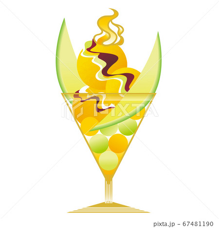 夏のひんやりスイーツ メロンシャーベット イラスト素材のイラスト素材