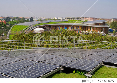 Solar panel installed on the roof of Pavilion of Solar panel installed on the roof of Pavilion of 67481875