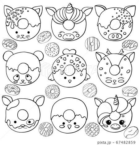 Glazed cute doughnut animals set. Isolated donuts Glazed cute doughnut animals set. Isolated donuts 67482859