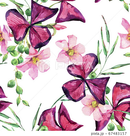 Watercolor summer flowers seamless pattern, violet 67483157