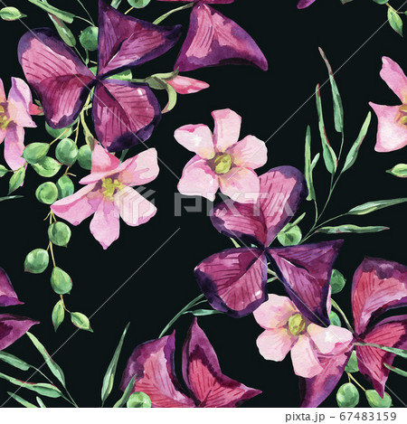 Watercolor summer flowers seamless pattern, violet 67483159