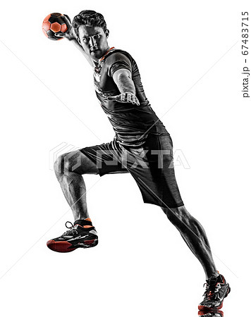 young court handball player man silhouette shadow isolated white background young court handball player man silhouette shadow isolated white background 67483715