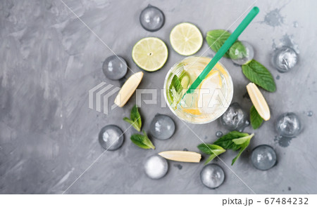 cool fresh mojito on grey background. 67484232