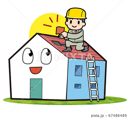 瓦の修理作業 67486489
