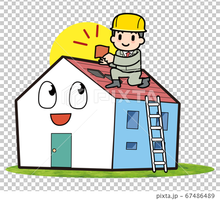瓦の修理作業 67486489