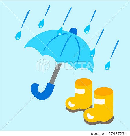 雨の日 傘と長靴 雨の日 傘と長靴 67487234