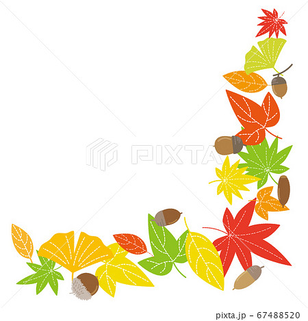 秋の葉っぱとどんぐりのイラスト素材 6745