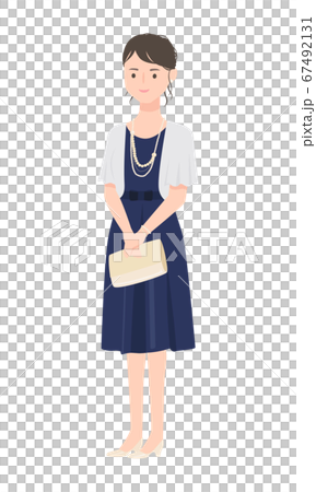 A cute woman wearing a bolero over her dress. 67492131