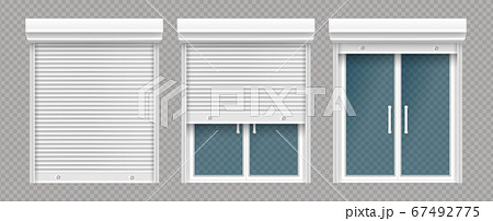 Plastic window with wooden rolling shutter 67492775