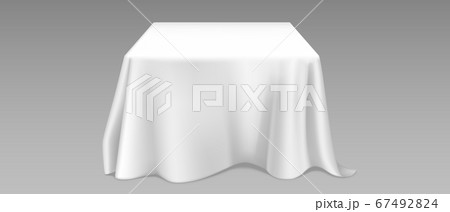 Vector Realistic White Tablecloth On Square Tableのイラスト素材 Vector Realistic White Tablecloth On Square Tableのイラスト素材