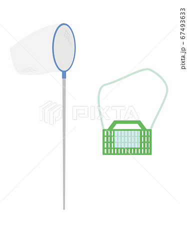 虫取り網と虫かごのイラスト素材
