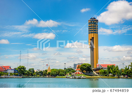 Tower of Roi Et city observatory, the symbol of local musical instrument, new Landmark in Roi Et Province, Thailand. Tower of Roi Et city observatory, the symbol of local musical instrument, new Landmark in Roi Et Province, Thailand. 67494859