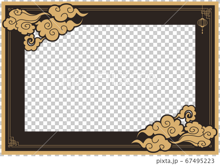 中華模様フレーム素材のイラスト素材