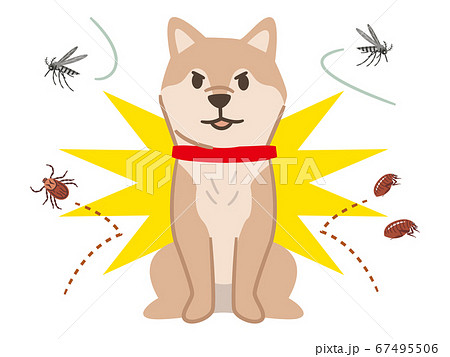 害虫を跳ね除ける犬のイラスト素材