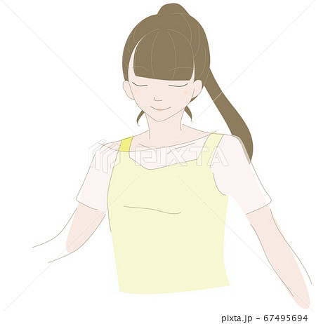 ランニングをしているポニーテールの女性のイラスト素材