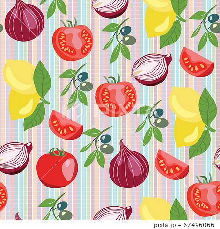 hand drawn vegetables collection on stripes 67496066