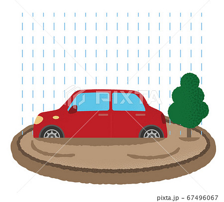 浸水の被害に遭う自動車のベクターイラスト 67496067