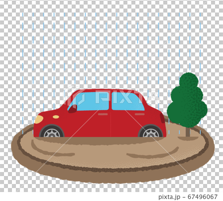 浸水の被害に遭う自動車のベクターイラスト 67496067