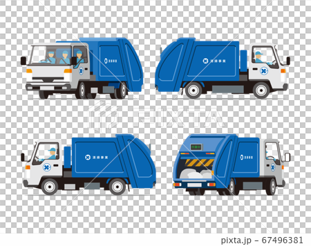 Cleaning station, garbage collection, truck. 4 angle set 67496381