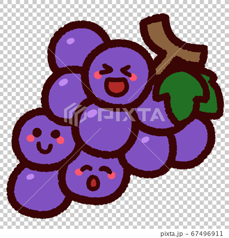 かわいいブドウのキャラクターのイラスト素材