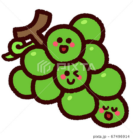 かわいいブドウのキャラクター 緑のイラスト素材