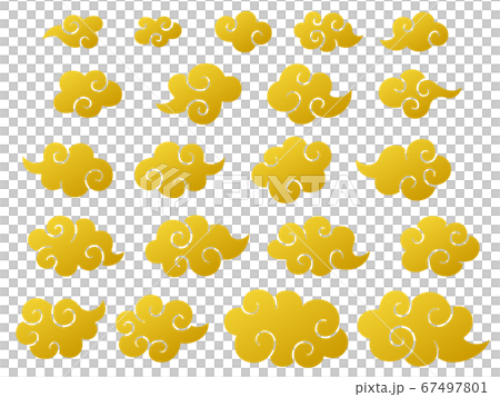金の雲のイラストセット 67497801