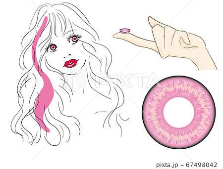 カラーコンタクトレンズ カラコン 装着イメージイラスト カラーコンタクトレンズ カラコン 装着イメージイラスト 67498042