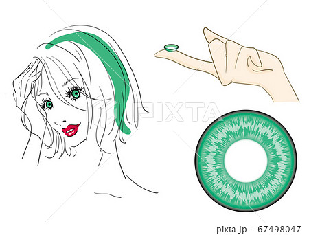カラーコンタクトレンズ カラコン 装着イメージイラストのイラスト素材