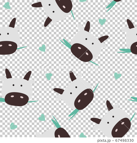 Cows head cute background. Simple seamless pattern with cartoon character. 67498330