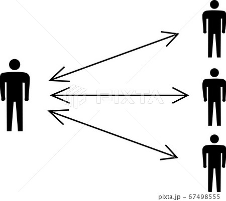 複数人と距離を取るイメージ素材 複数人と距離を取るイメージ素材 67498555