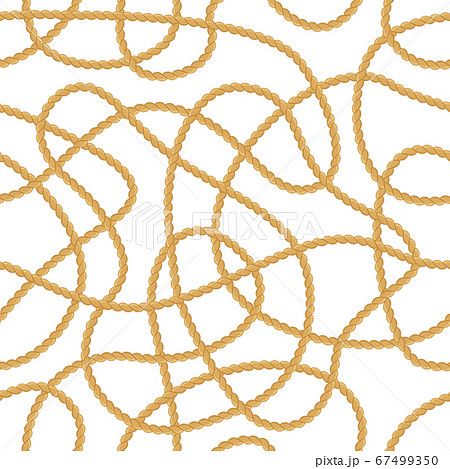 Rope navy pattern. Nautical sea rope ornament, sea boat cord knots, winding marine ropes vector seamless background illustration 67499350