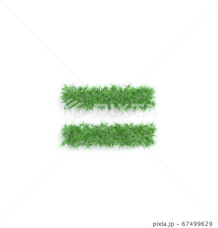 Equality sign made of green grass isolated on white background, part of the set. Sustainable technology or lifestyle related 3d rendering Equality sign made of green grass isolated on white background, part of the set. Sustainable technology or lifestyle related 3d rendering 67499629