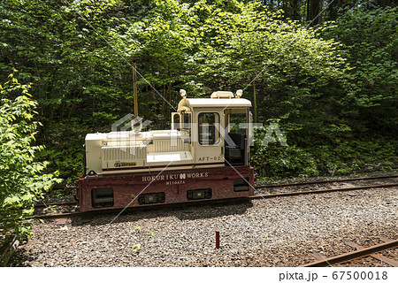 赤沢森林鉄道の終点駅 丸山渡停車場で先頭へ移動するディーゼル機関車 赤沢森林鉄道の終点駅 丸山渡停車場で先頭へ移動するディーゼル機関車 67500018
