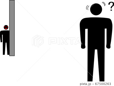 物陰から見つめる危険な人物のイメージ素材 物陰から見つめる危険な人物のイメージ素材 67500263