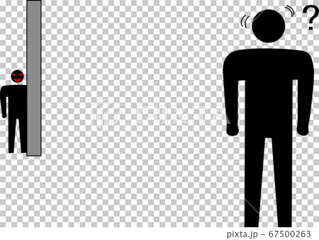 物陰から見つめる危険な人物のイメージ素材 物陰から見つめる危険な人物のイメージ素材 67500263