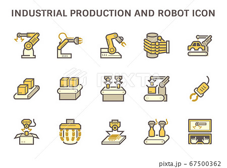 Industrial production icon such as robot, 67500362