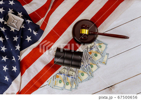 Rising world oil prices brand USA flag wooden 67500656